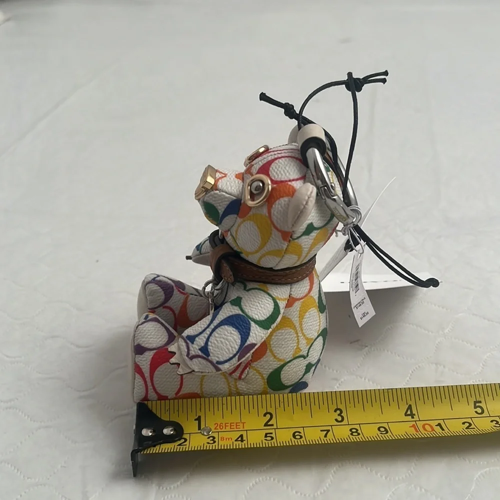 Coach signature logo multicolor rainbow bear keychain